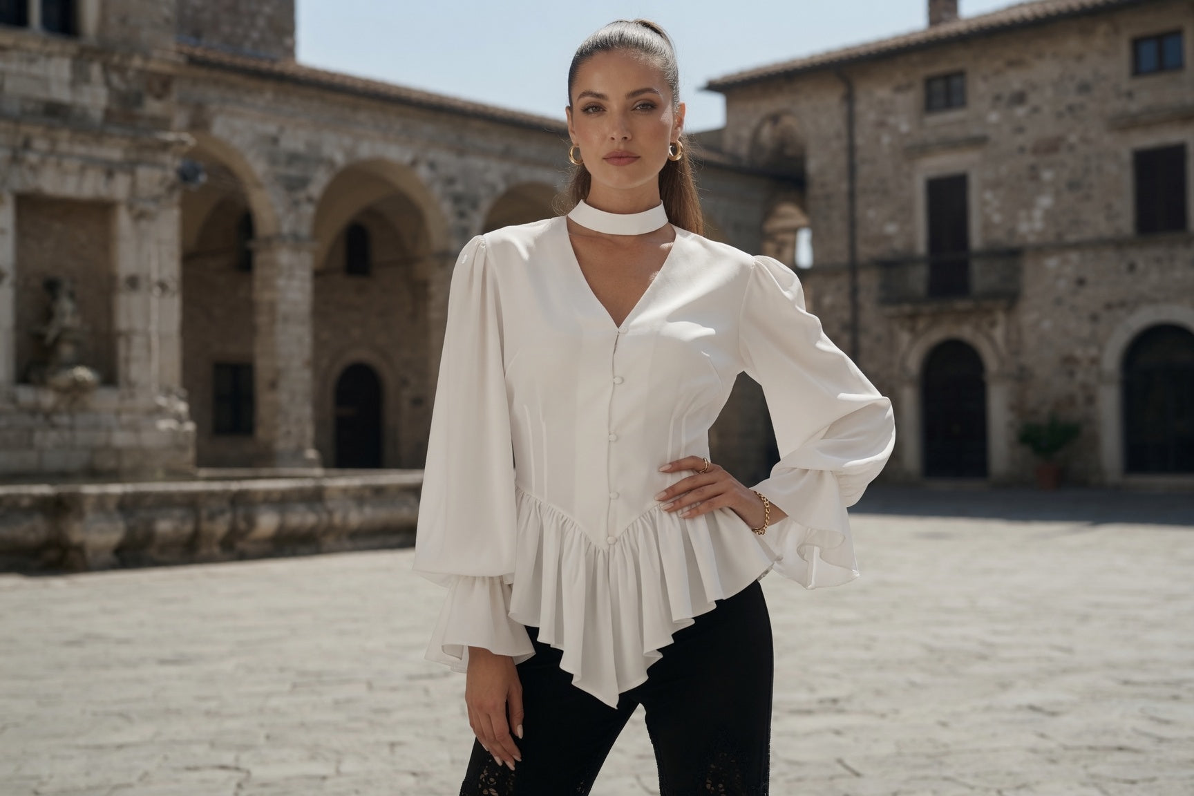 Aurelia Ruffle Statement Blouse